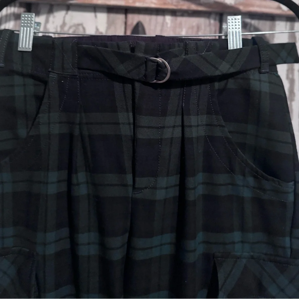 Free People Plaid Cropped Pants Green Size 4